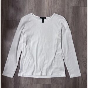 Lauren Ralph Lauren Women's White Shirt Long Sleeve Top L, Pocket, Embroidered